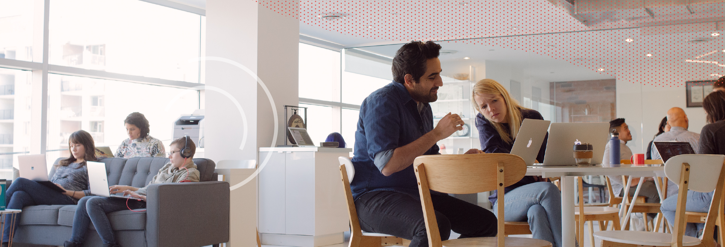 People working in the open space at HackerYou
