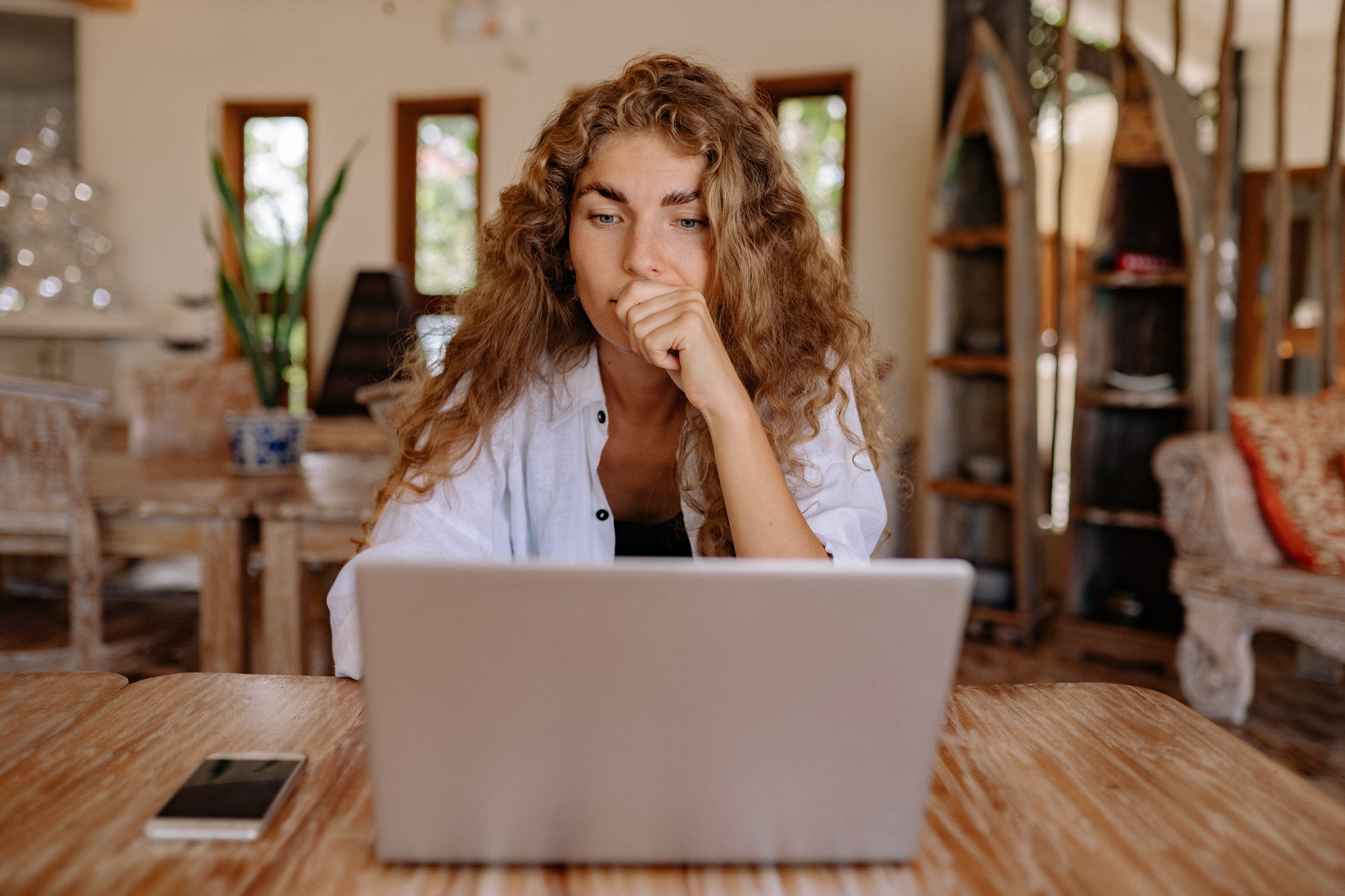 Woman working from home on her laptop