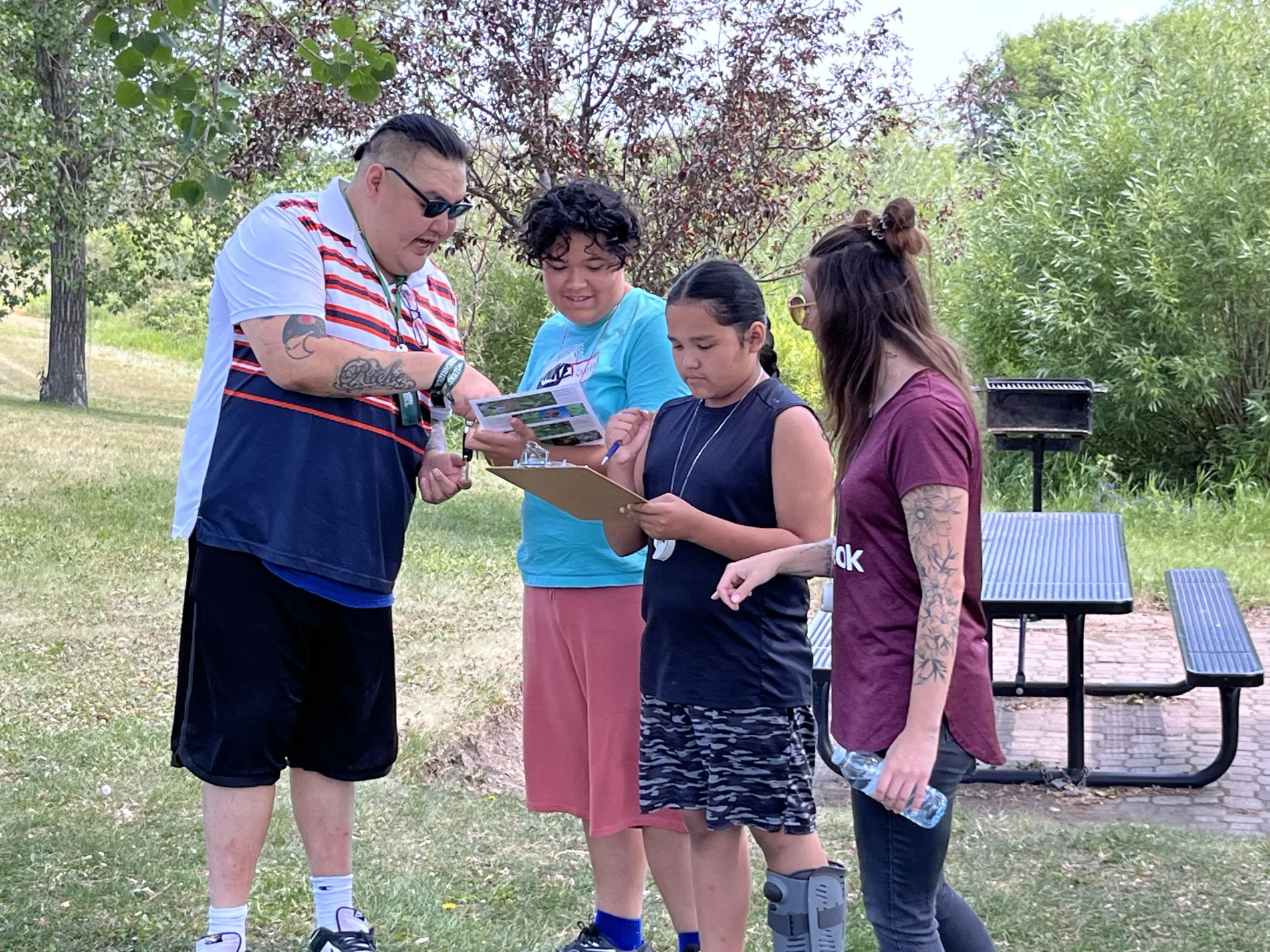 Campers at University of Regina’s Science Camps for Saskatchewan Indigenous Youth participating in a land-based learning activity.