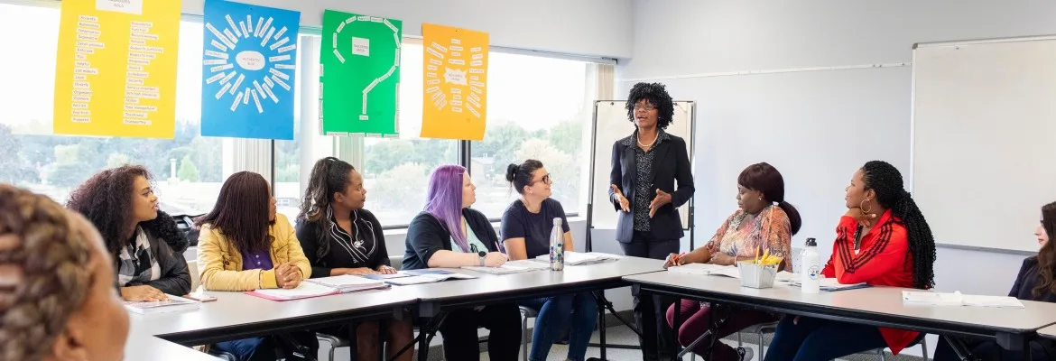 woman teaching in classroom