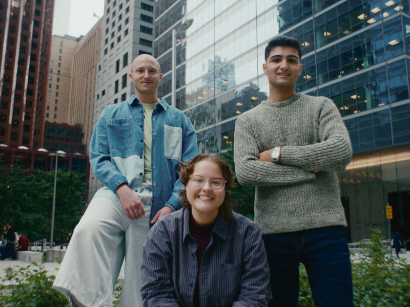 Colin, Sophia and Adil, TELUS Student Bursary recipients.