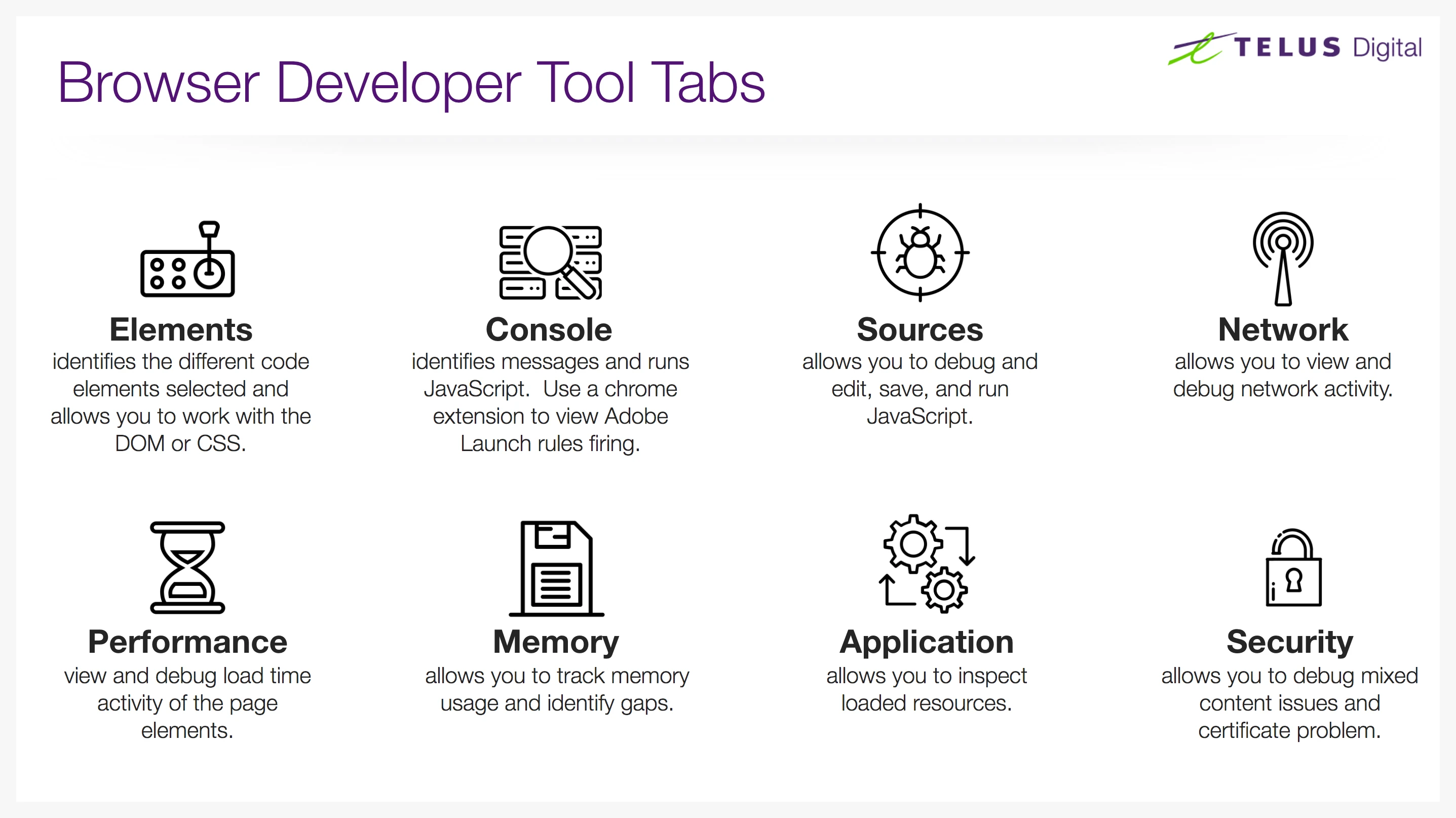 Browser developer tool tabs
