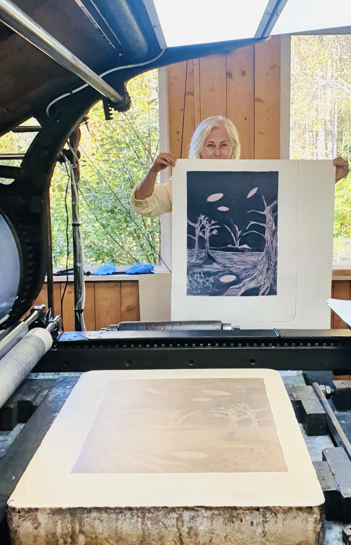 Night visitors, stone litho 2025