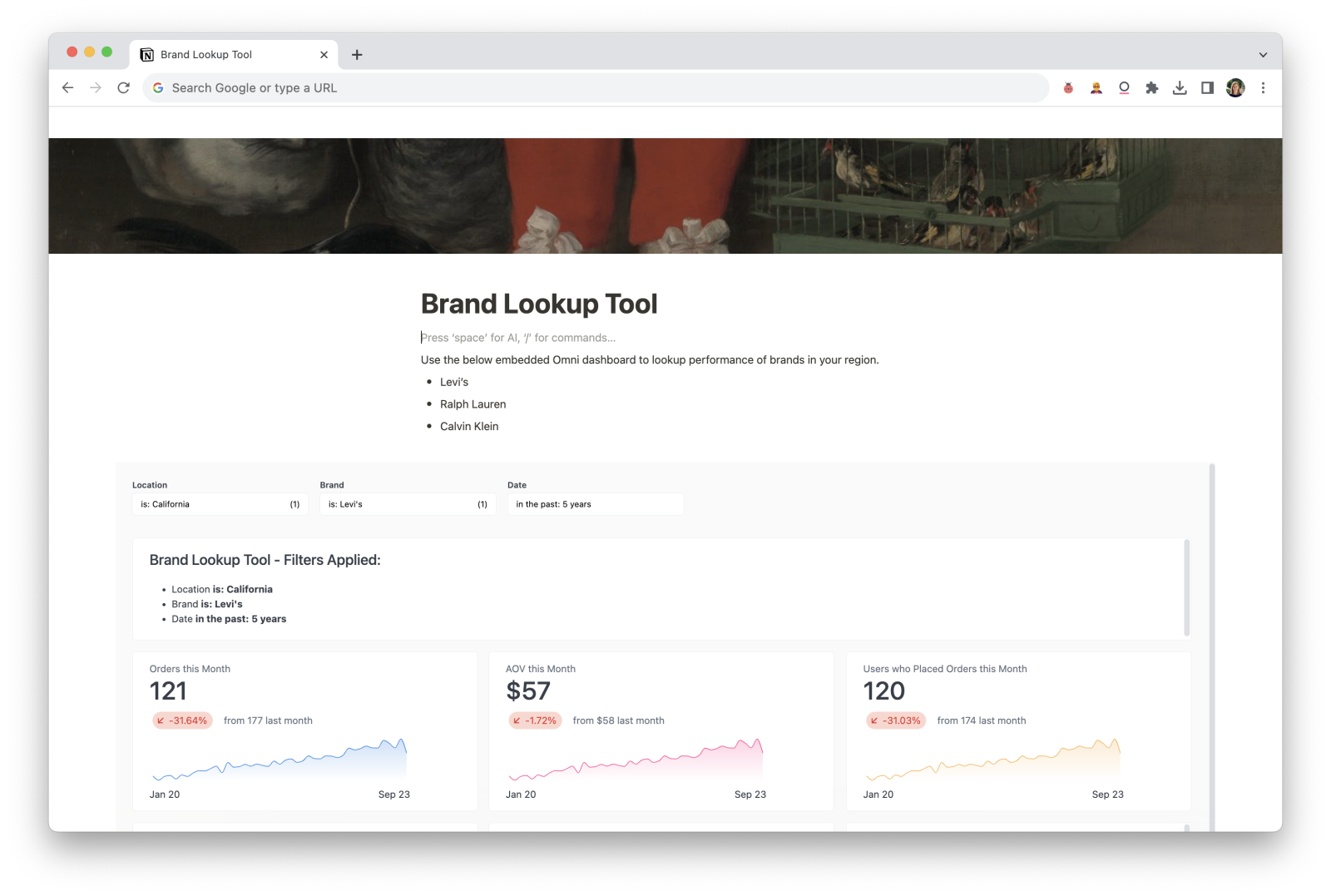 Internal Embeddable Dashboards (Omni in Notion)