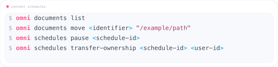 Manage documents and schedules with the Omni CLI