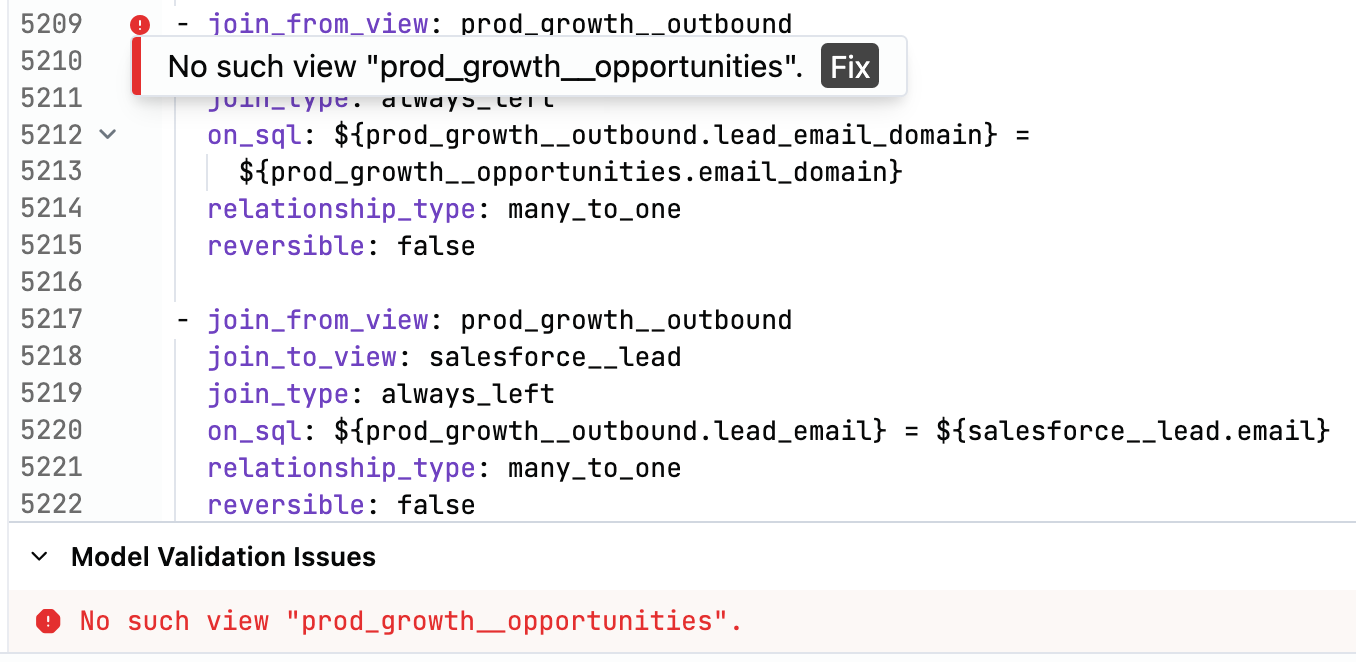 IDE inline validation