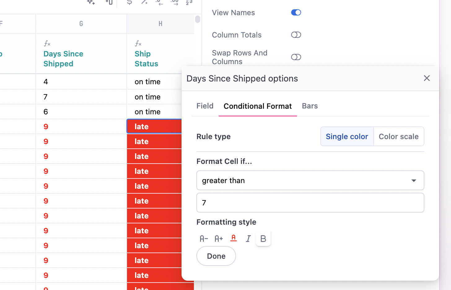 New Conditional Formatting Rules