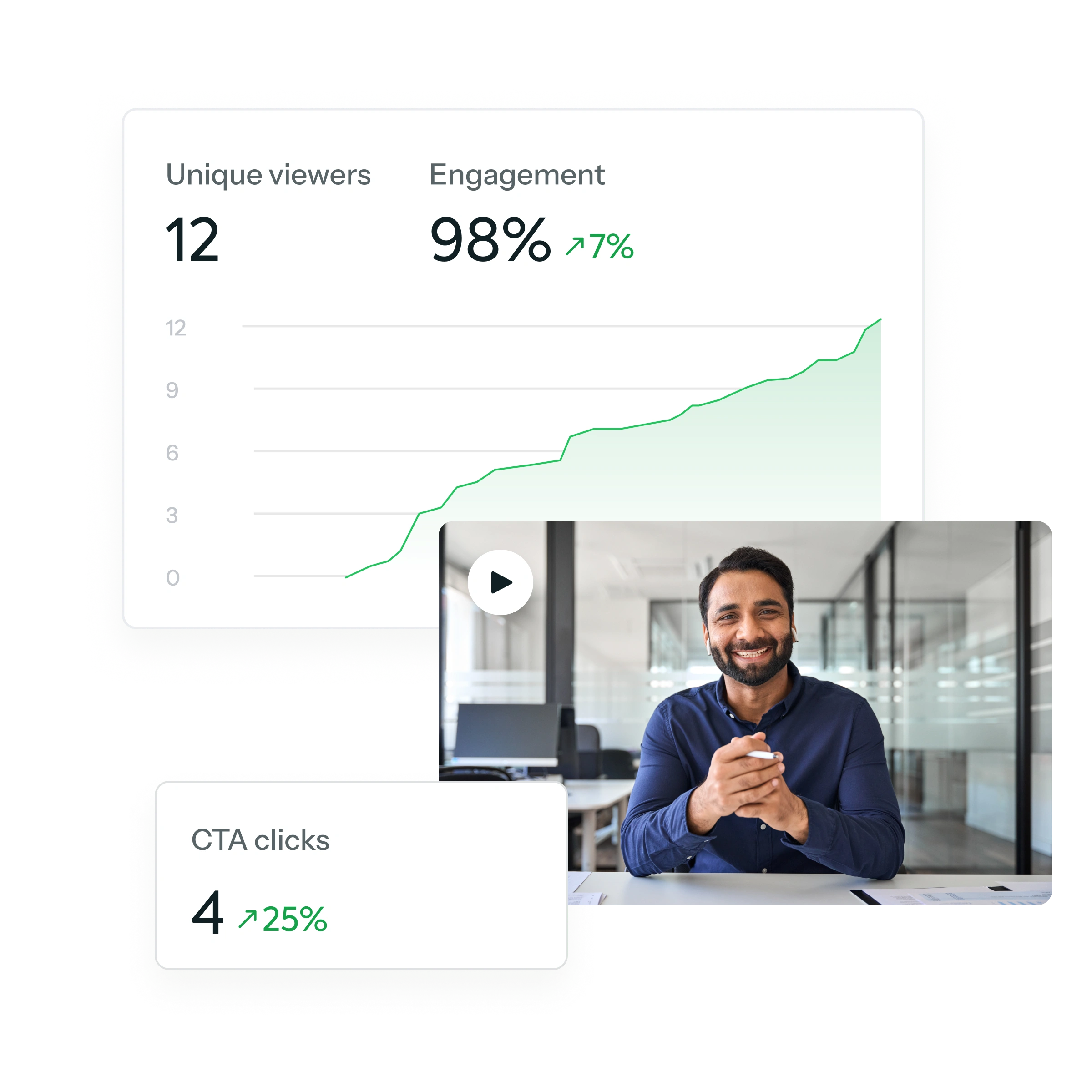 Image of statistics and a man smiling