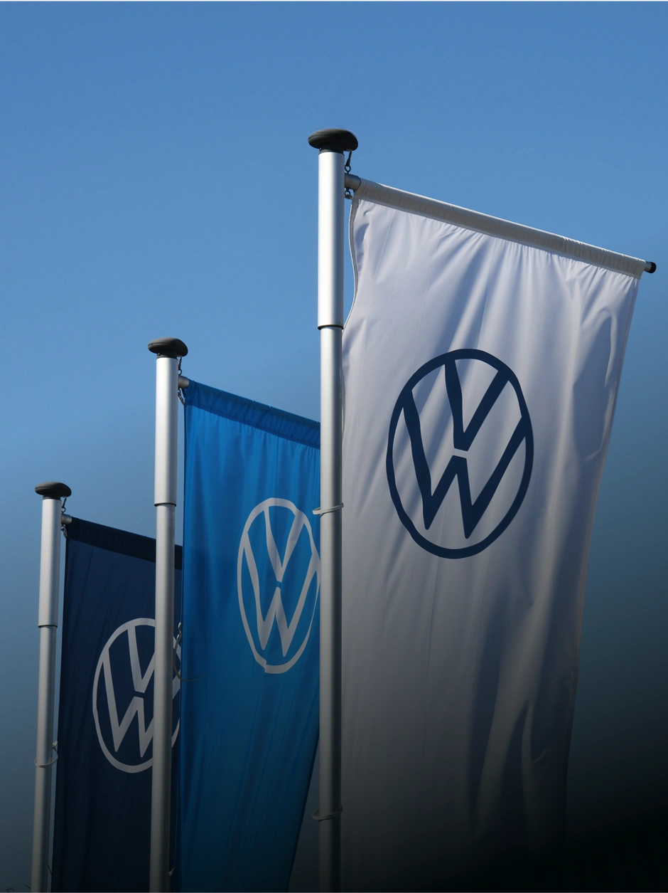 Photo of two volkswagen flags