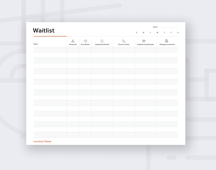 Restaurant Waitlist Template | Toast POS