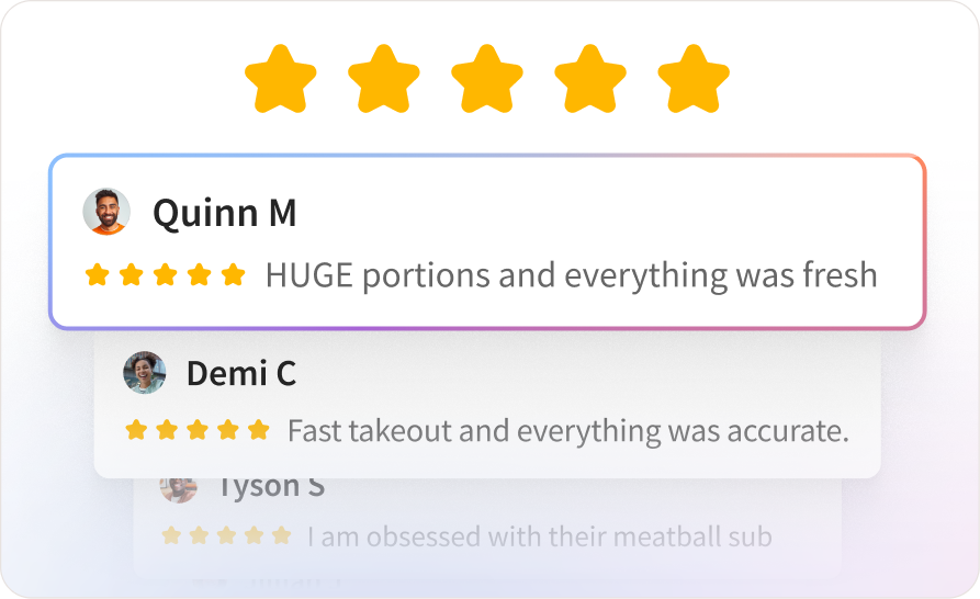 Screenshot of a five-star customer review on Google
