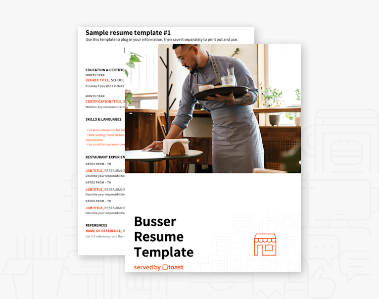 Busser Resume Template | Toast POS