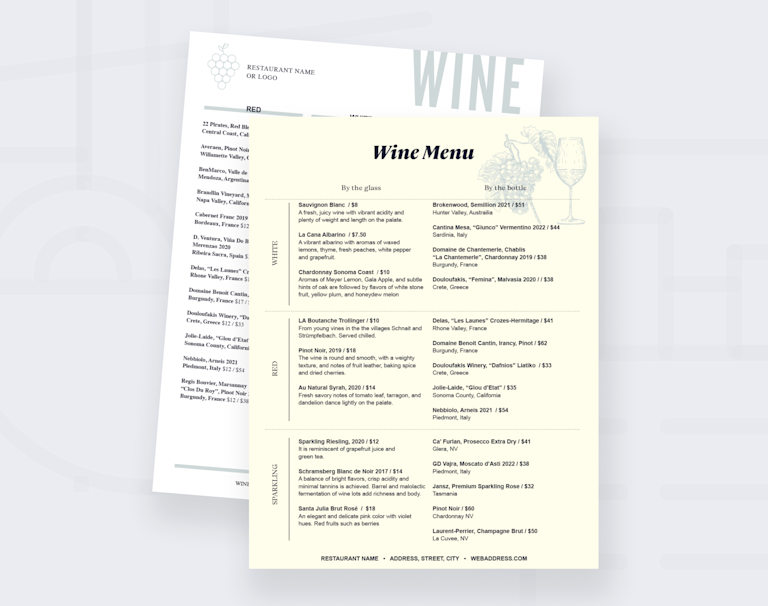 Wine Menu Templates | Toast POS