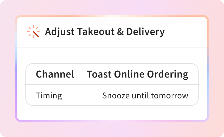 Manage takeout and delivery