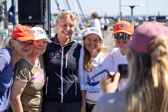 Pip Hare with fans