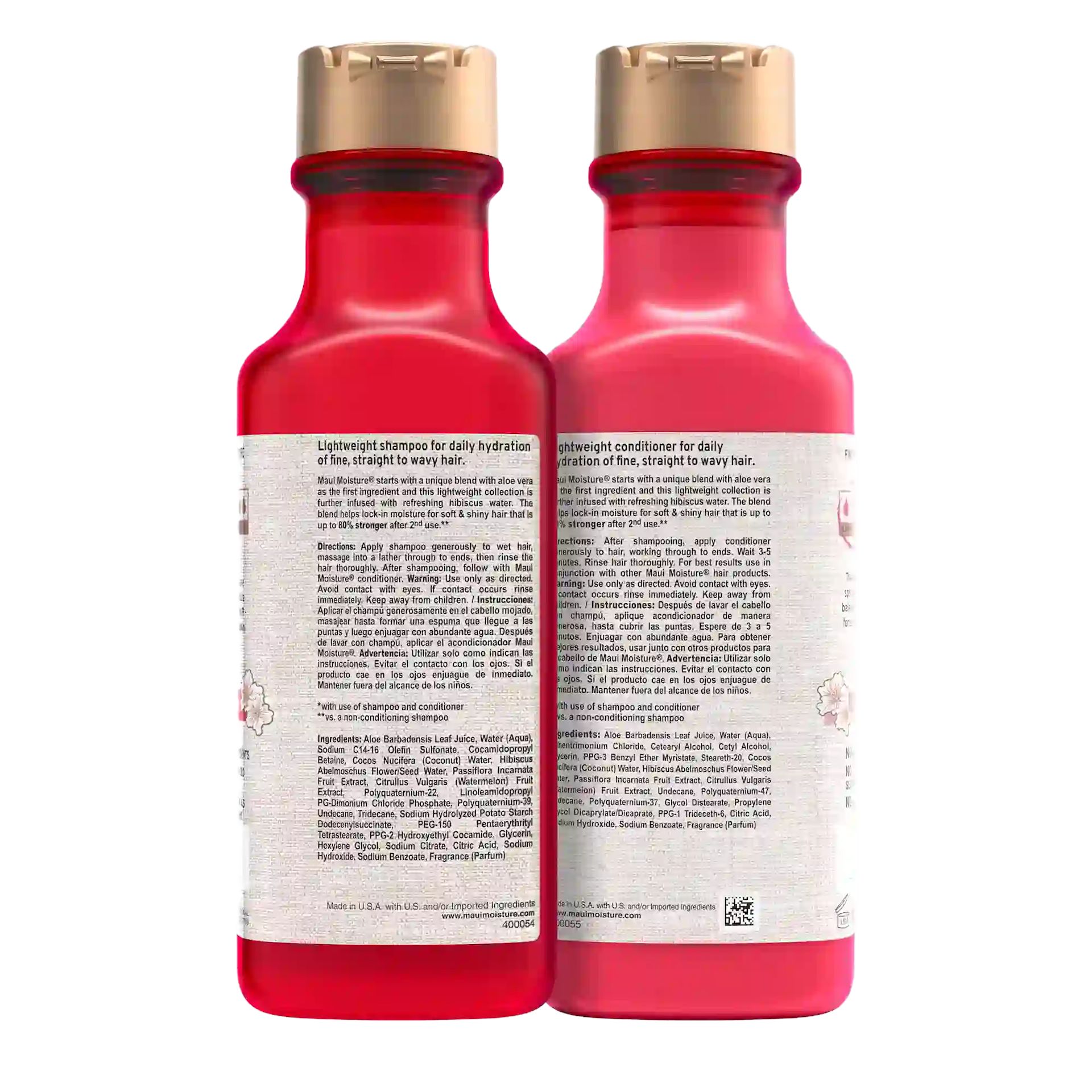 Maui Moisture® Hibiscus Water Shampoo Conditioner Bundle Back of pack