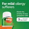ZYRTEC® 5mg tablets for mild allergy suffers. Match the severity of your symptoms