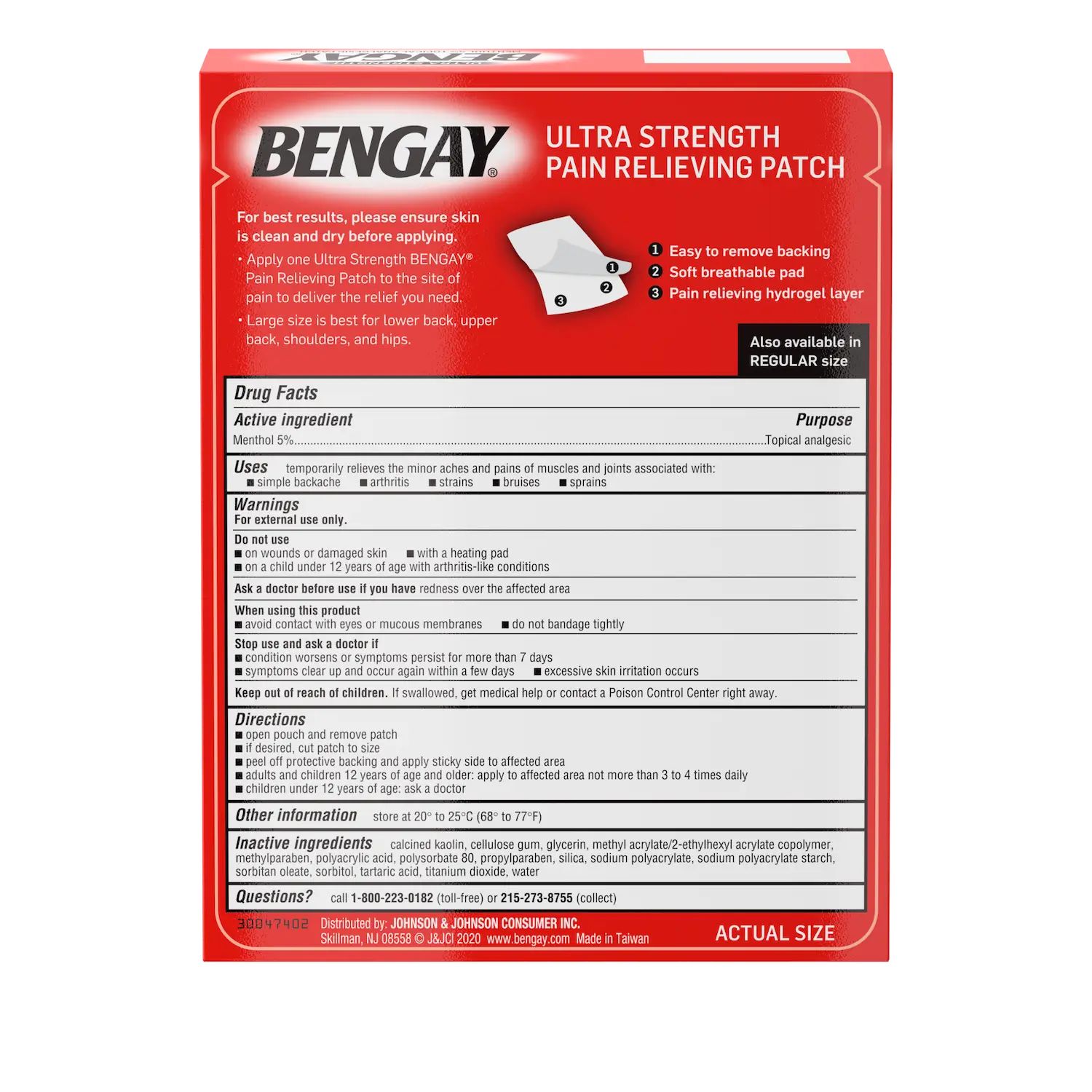 Ultra Strength Pain Relieving Patch
