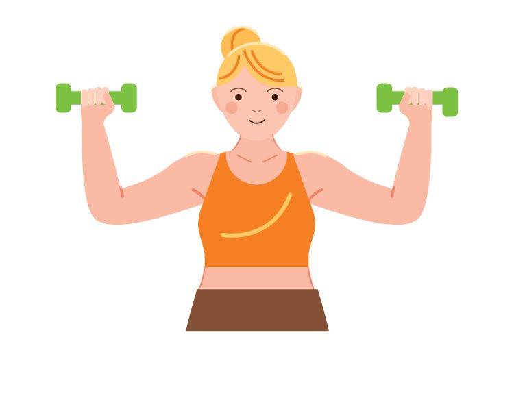 Woman exercising with hand weights