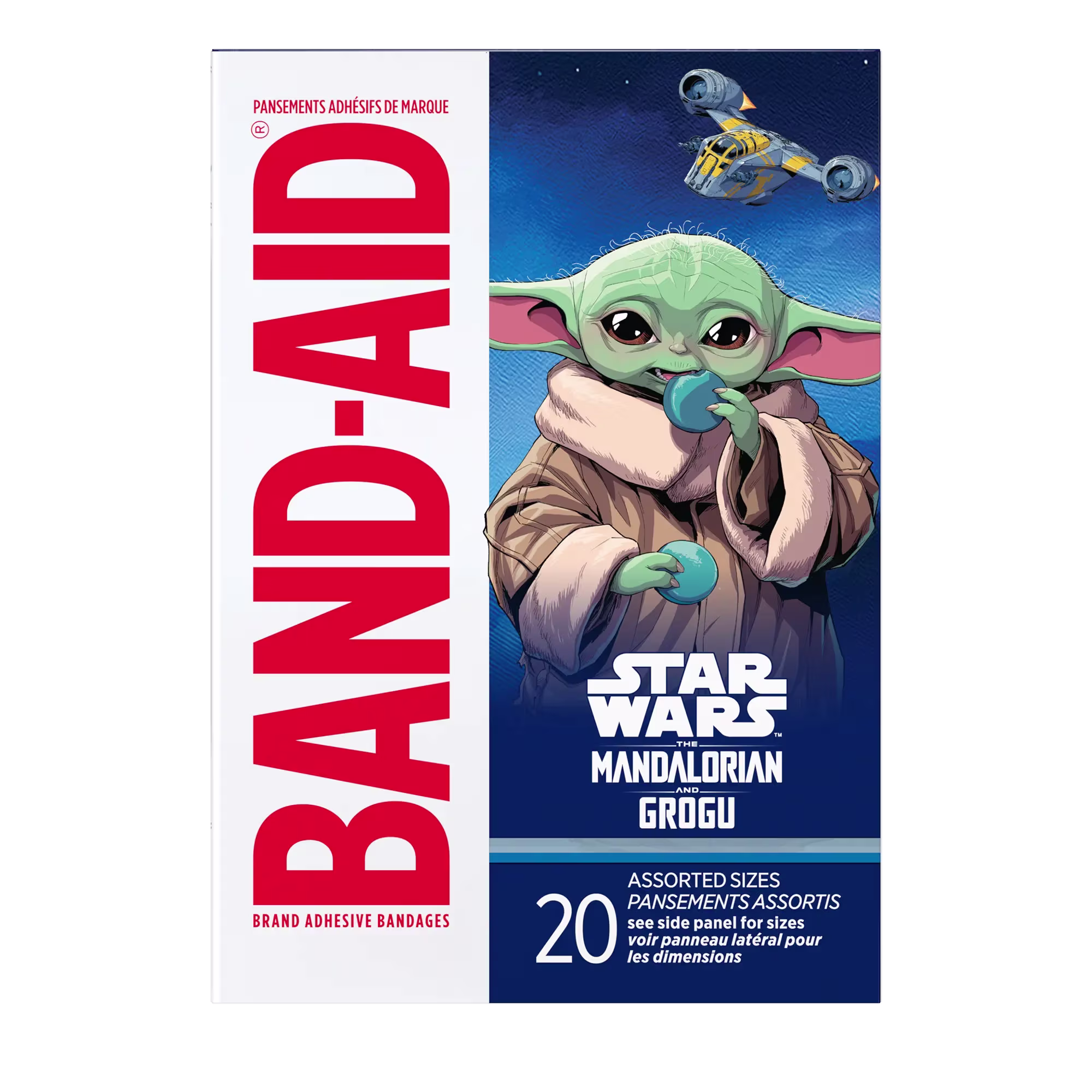 Back Pack shot of BAND-AID® Brand Adhesive Bandages STAR WARS: THE MANDALORIAN AND GROGU™ 20ct