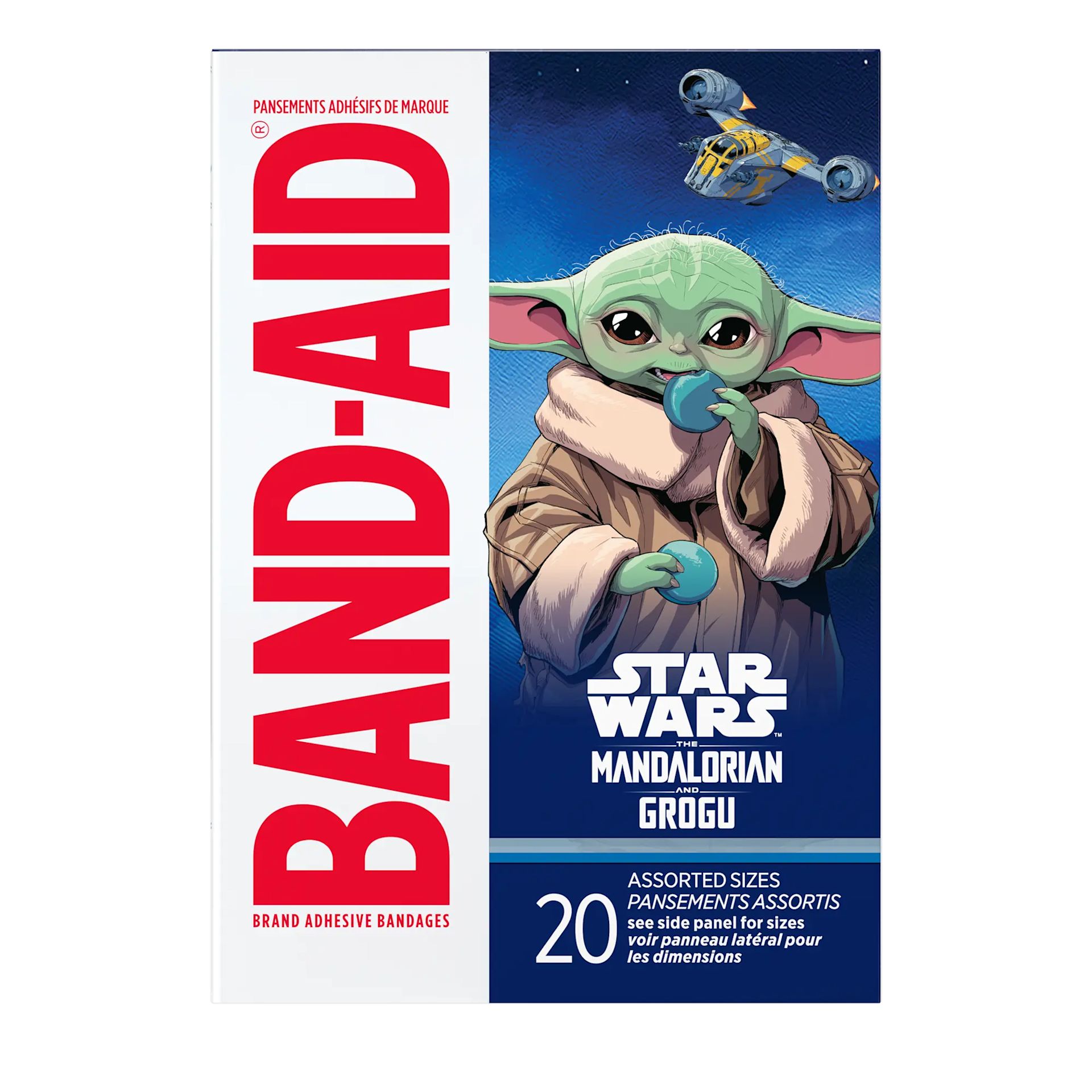 Back Pack shot of BAND-AID® Brand Adhesive Bandages STAR WARS: THE MANDALORIAN AND GROGU™ 20ct