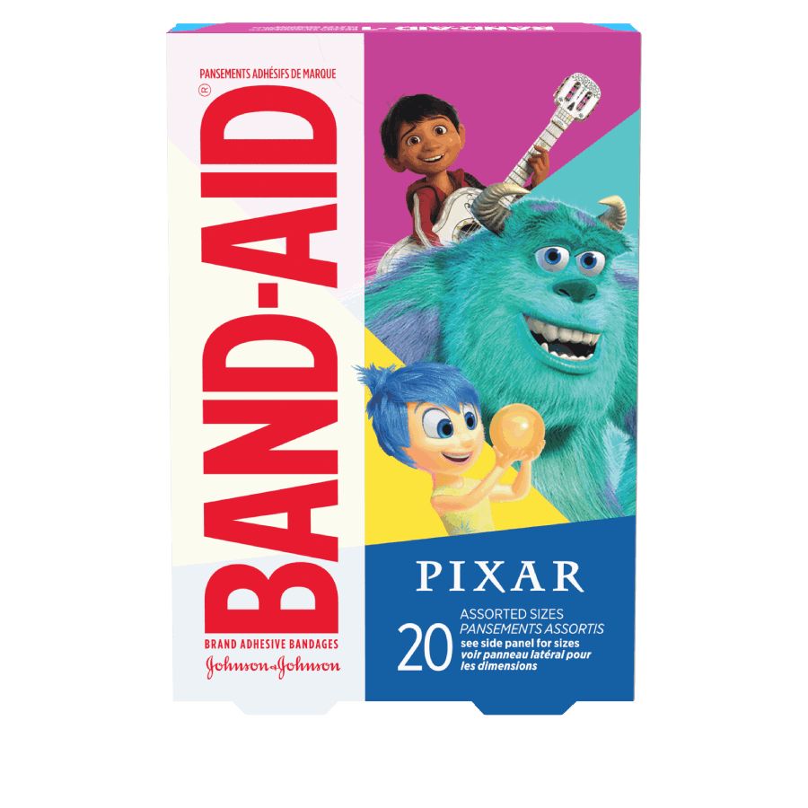 BAND-AID® Brand Adhesive Bandages featuring Disney and Pixar Mashup, 20ct Back of Pack