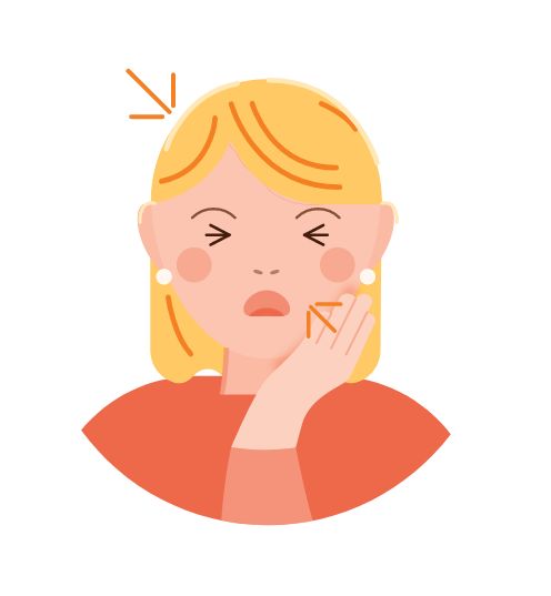 Woman with painful cheeks
