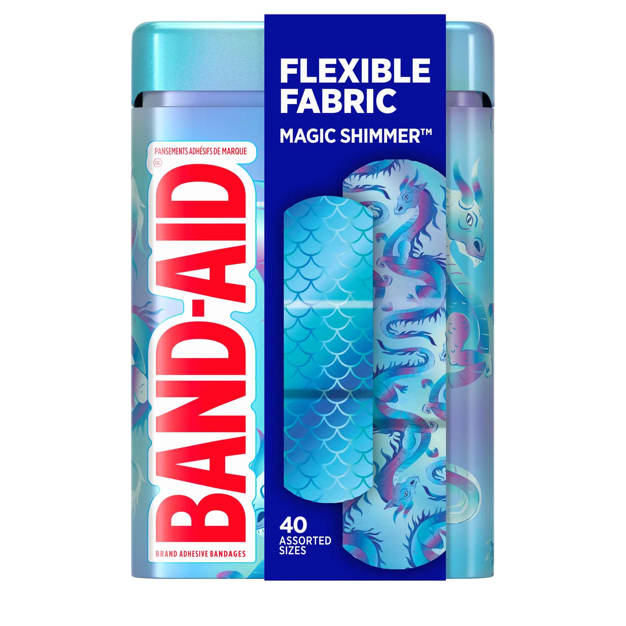 BAND-AID® Brand Adhesive Bandages Flexible Fabric, Magic Shimmer Tin