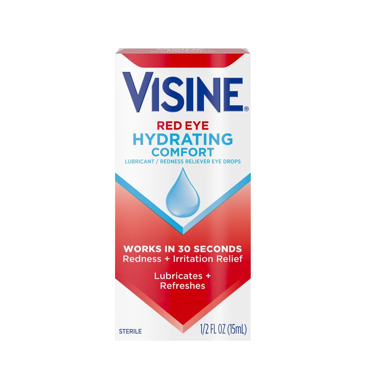 VISINE® Red Eye Hydrating Comfort Eye Drops for Redness & Irritation Relief 1/2 Fl. Oz package front