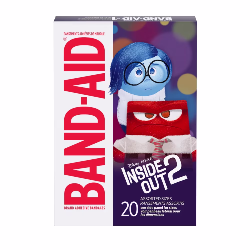 BAND-AID® Brand Adhesive Bandages featuring Disney/PIXAR Inside Out 2 Characters front of package