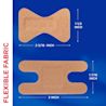 Measurements of the two different shapes and sizes of the bandages contained in the package