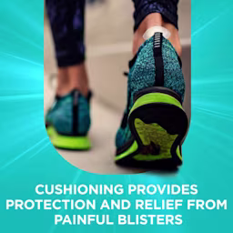 Hydro Seal cushioning provides protection and relief from painful blisters