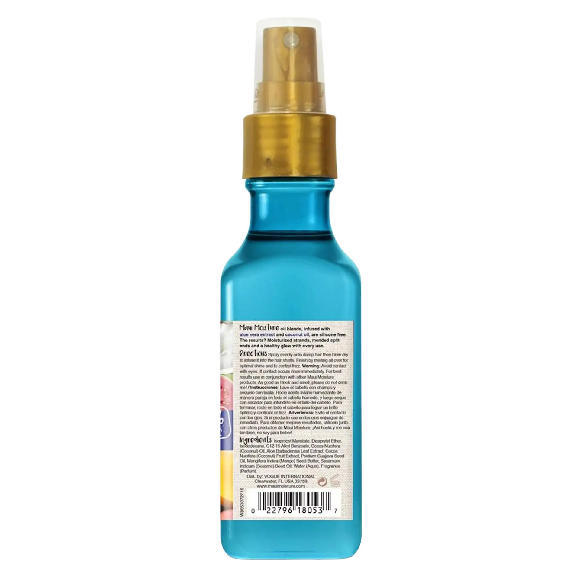 Maui Moisture® Nourish & Moisture + Coconut Milk Weightless Oil Mist Back of Pack