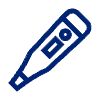 Blue thermometer icon ilustrating temperature measurement.