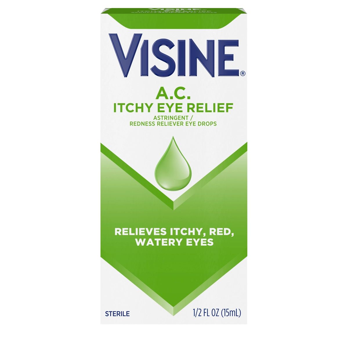 VISINE AC® Itchy Eye Relief Astringent Eye Drops with Redness Reliever for Itchy & Watery, Red Eyes 1/2 Fl. Oz package front