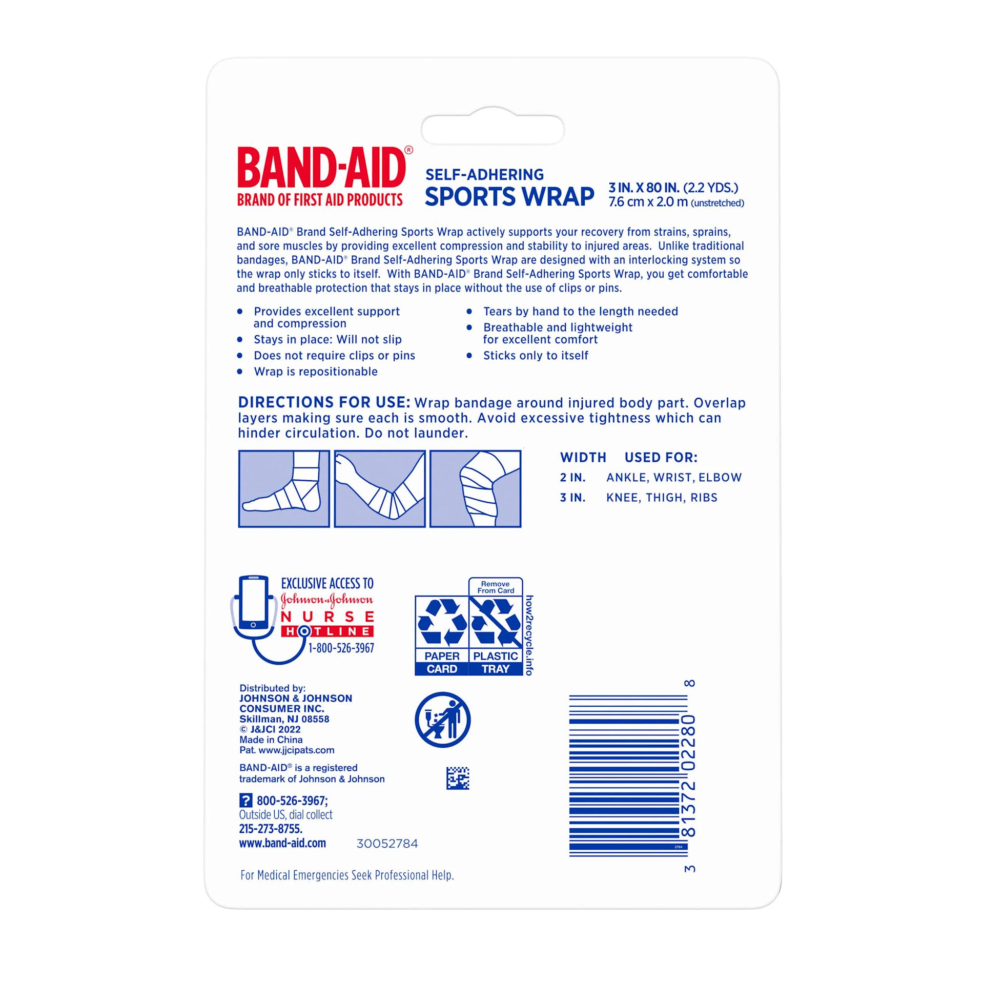 Back Pack of BAND-AID® Brand Self Adhering Sports Wrap 3 inches by 2.2 yards