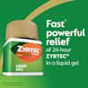 Fast (starts working hard at hour 1) powerful relief of 24-hour ZYRTEC® in a liquid gel