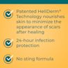 Features patented HeliDerm technology to nourish skin and minimize the appearance of scars after healing