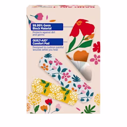 BAND-AID(R) Brand Adhesive Bandages Flexible Fabric Featuring Wildflower Prints, Back of Pack