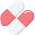 Two red and white antihistamine pills