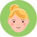 Blonde woman with ponytail graphic