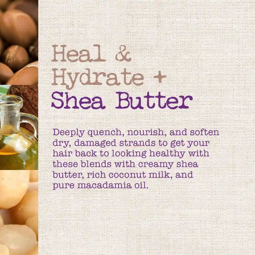 Heal & Hydrate + Shea Butter nourishes dry damages strands to get your hair back to looking healthy