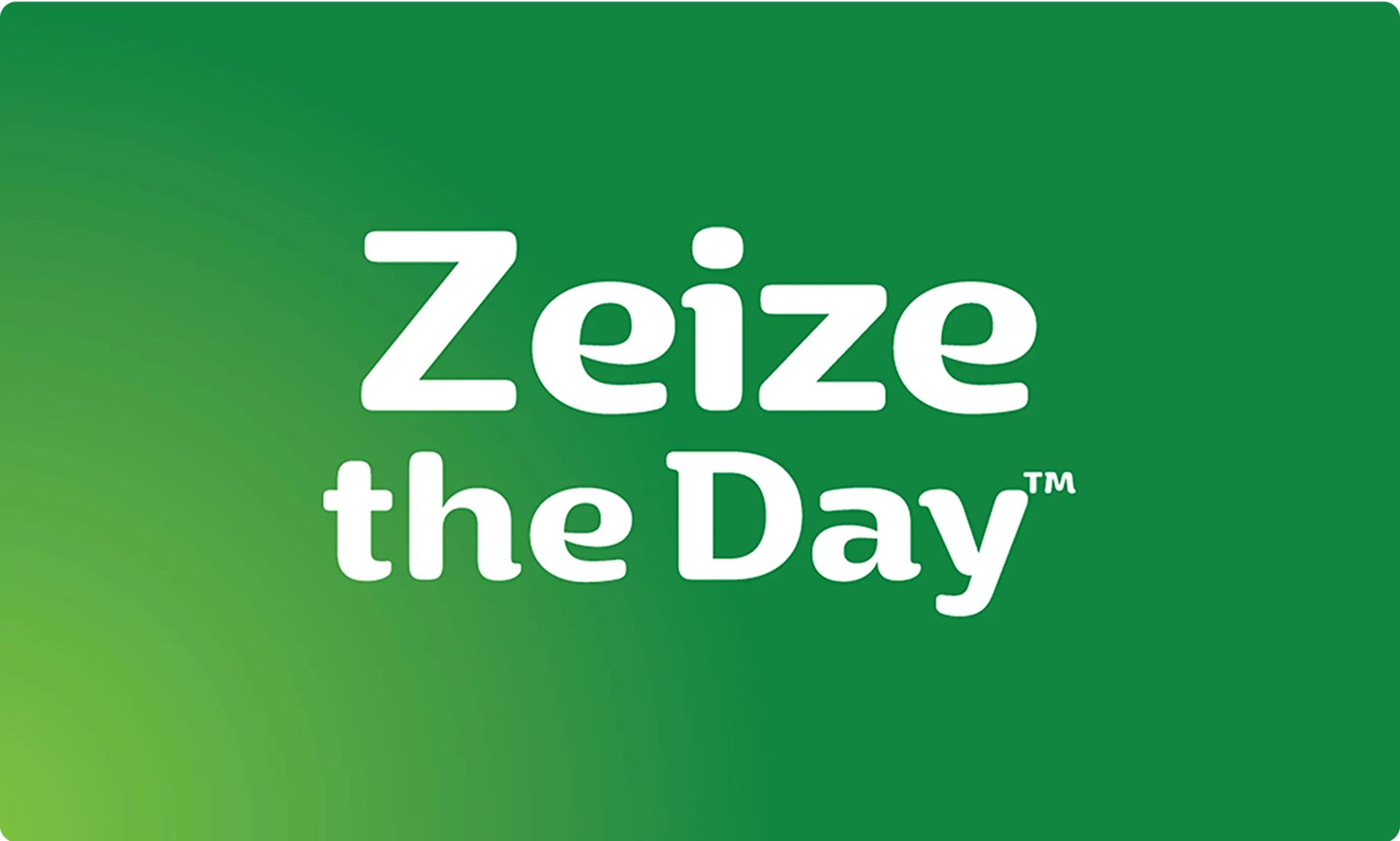 Text reads "Zyrtec® Zieze the Day™" in white set against a vibrant green background.
