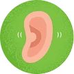 Illustration of an ear on a green background
