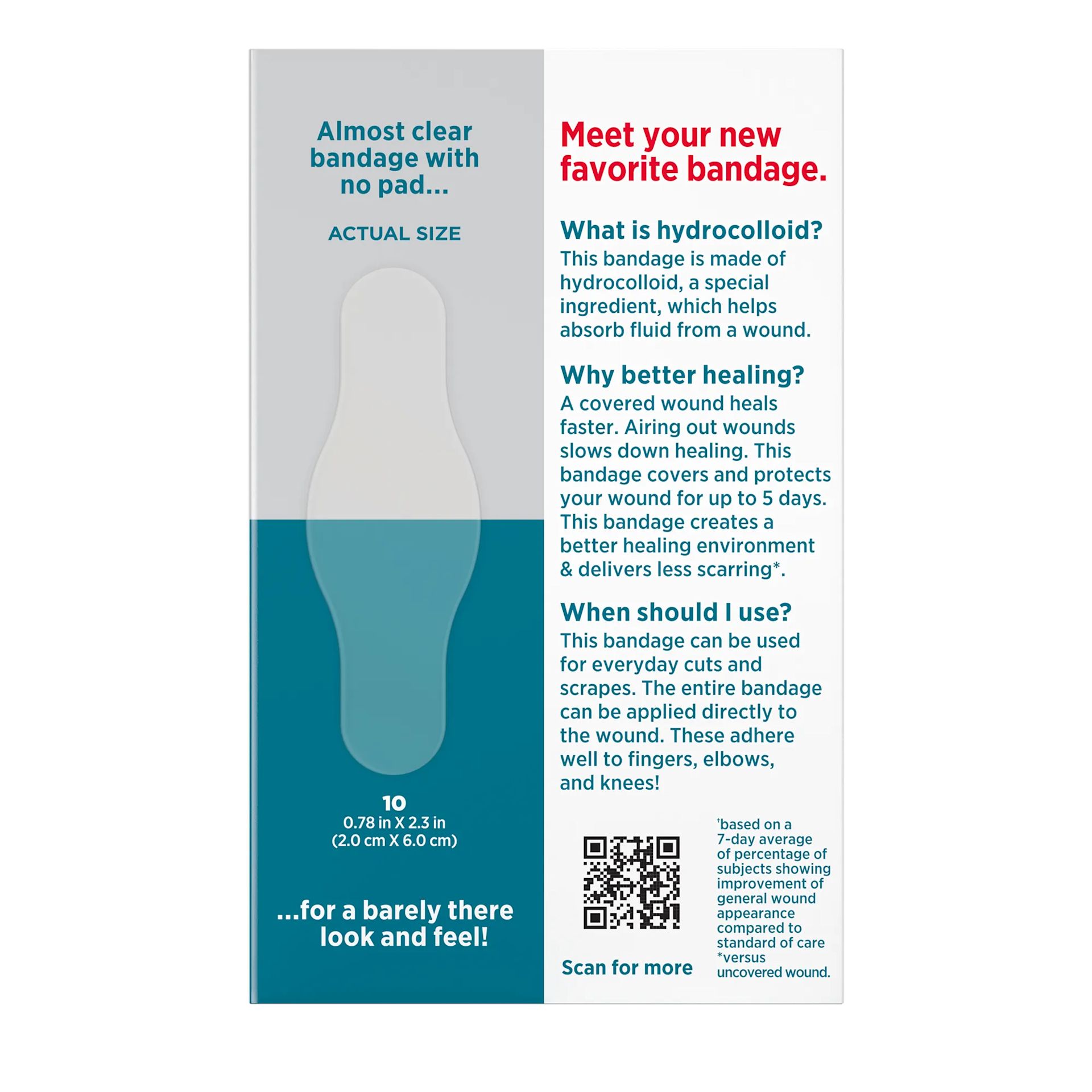 Back Pack shot of BAND-AID® Brand PRO HEAL® Adhesive Bandages 5 Day Protect 10ct