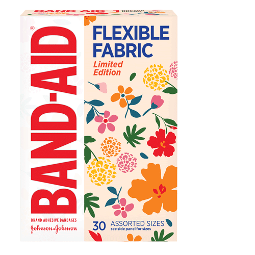bandaid-canvas-bandages-wildflower-out-of-box BAND-AID(R) Brand Adhesive Bandages Flexible Fabric Featuring Wildflower Prints, Front of Pack