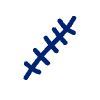 Icon indicating a surgical incision that has opened, represented by a blue stitched wound symbol.