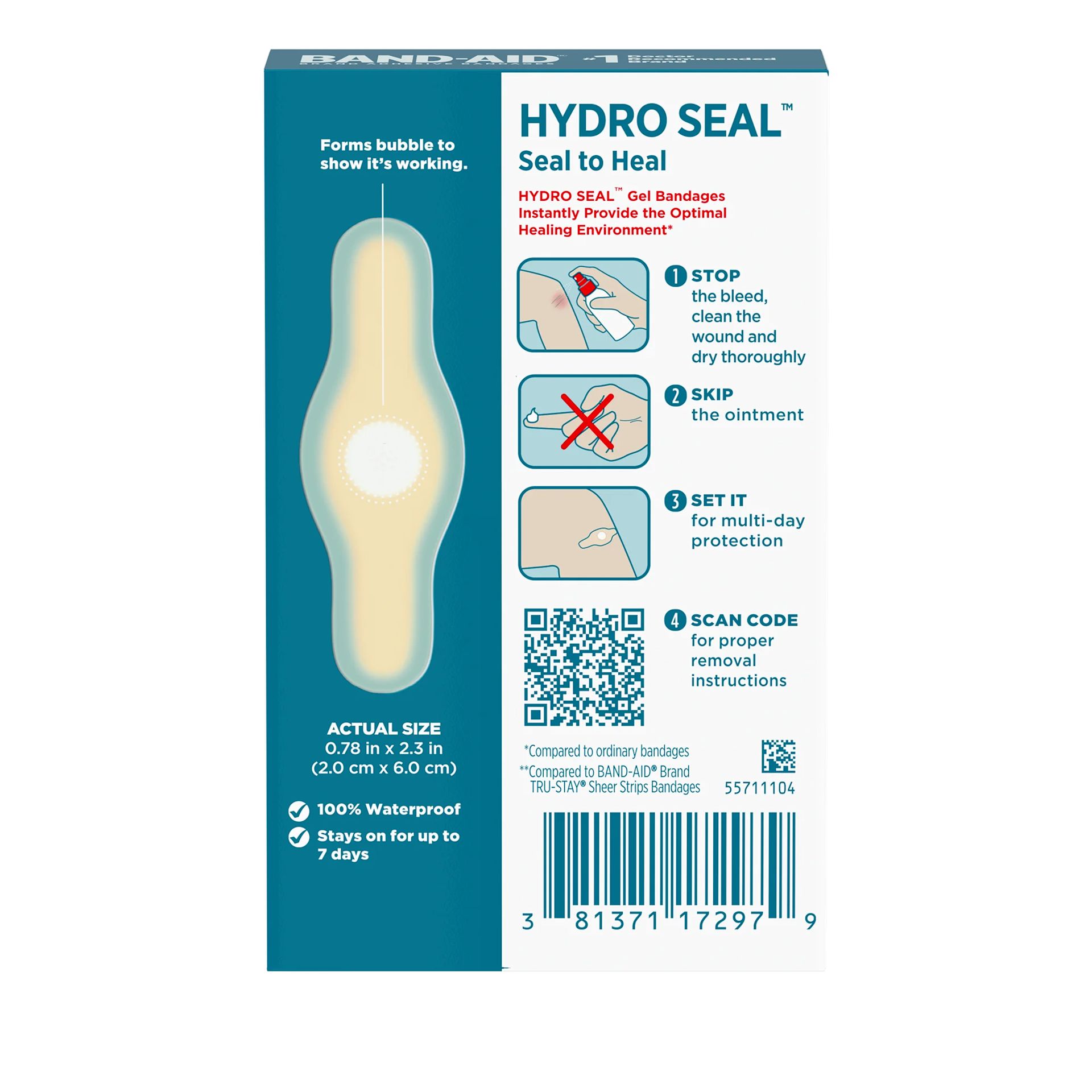 Back Pack shot of BAND-AID® Brand HYDRO SEAL® All Purpose Hydrocolloid Bandages