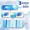 Measurements of the three different bandage sizes that come in each box