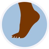 Illustration of a brown foot with a focus on the heel, suggesting proper shoe fit to prevent blisters.